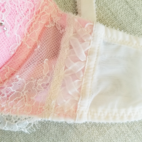 Victoria's Secret Vintage Dream Angels Rhinestone Crystal Lace up Lined Demi Bra - Picture 8 of 16